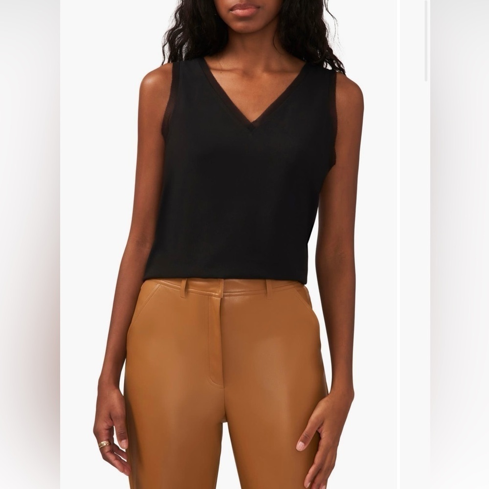 HALOGEN Black Raw Edge Tank Size Small